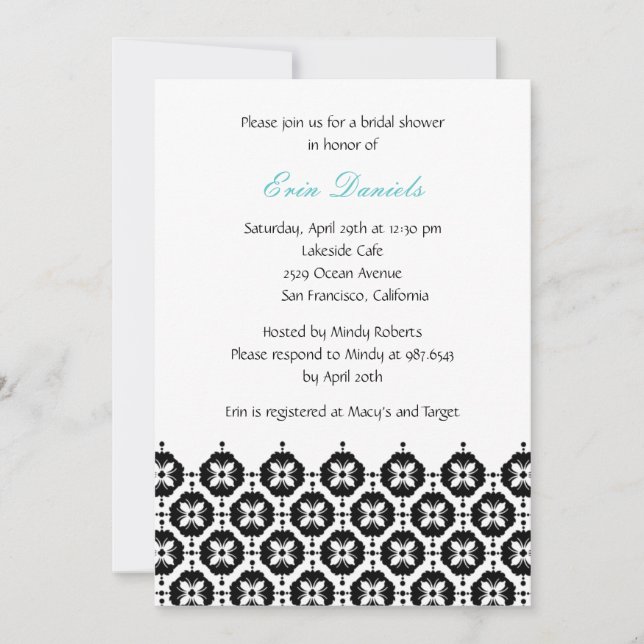 Modern Damask Bridal Shower Invitation (Front)