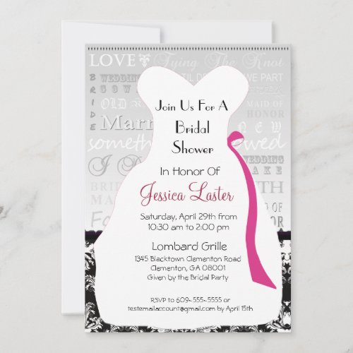 Modern Damask Bridal Shower Invitations