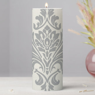Modern Damask Elegance Pillar Candle