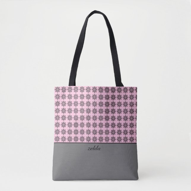 Modern Damask Floral Pattern Tote Bag (Front)