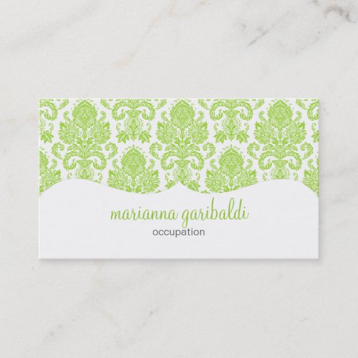 Customizable Modern Damask Green Personalized Business Card