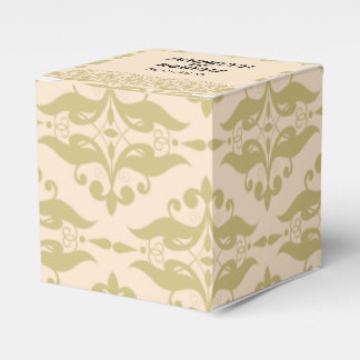 Modern Damask in Ivory and Gold Wedding Favor Box