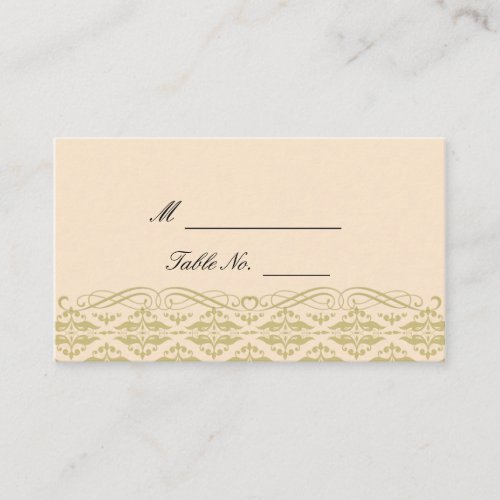 Modern Damask in Ivory Gold Wedding Place Cards Business Card Template