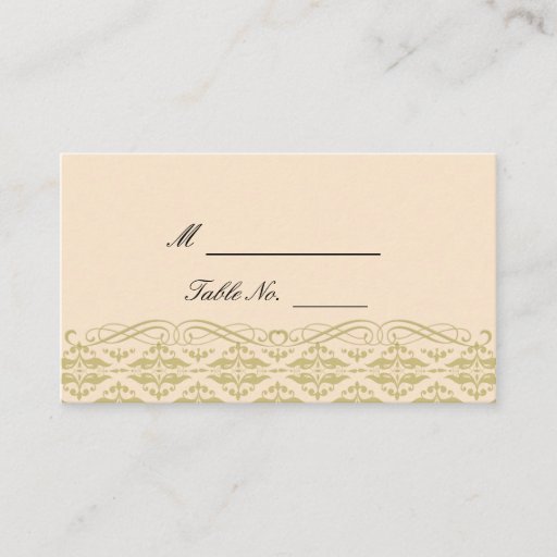 Customizable Modern Damask in Ivory Gold Wedding Place Cards Business Card Template