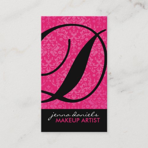 Modern Damask Monogram Business Cards