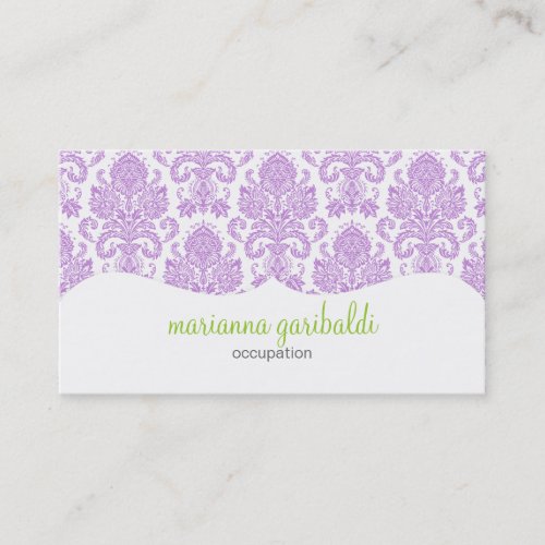 Modern Damask Purple Personalized Business Card Template
