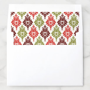 modern damask red green Christmas Envelope Liner