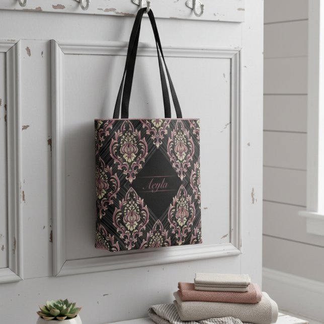 Modern Damask Rose Gold And Glitter Tote Bag (Creator Uploaded)