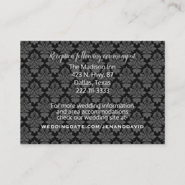 Modern Damask Wedding Enclosure Card (Front)