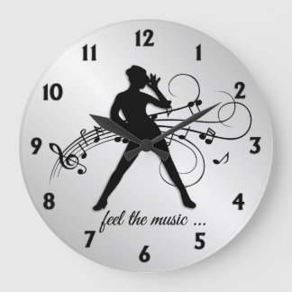 Modern Dance Black Numbers Large Clock