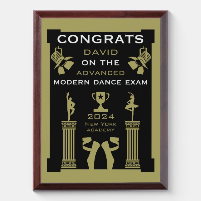  Modern Dance Congratulations Award Plaque (Vertical)