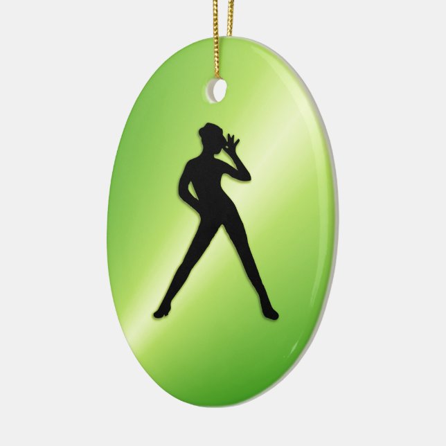 Modern Dance Green Ceramic Ornament (Left)