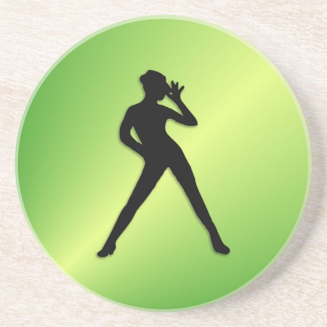Modern Dance Green Sandstone Coaster (Front)
