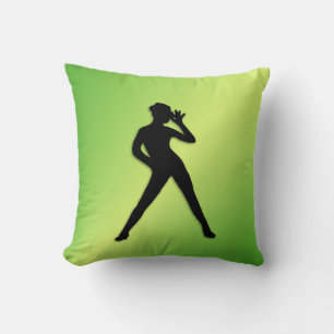 Modern Dance Green Throw Pillow