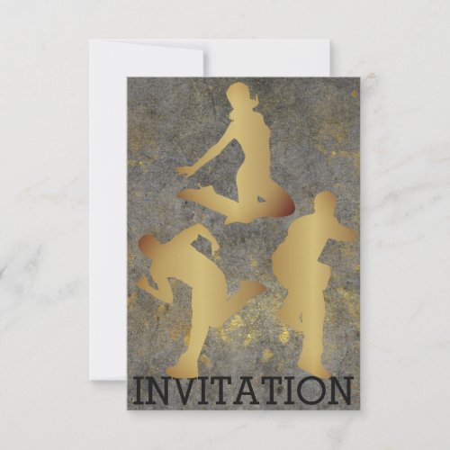 Modern Dance Hip Hop Urban Club Grungy Cement Wall Invitation