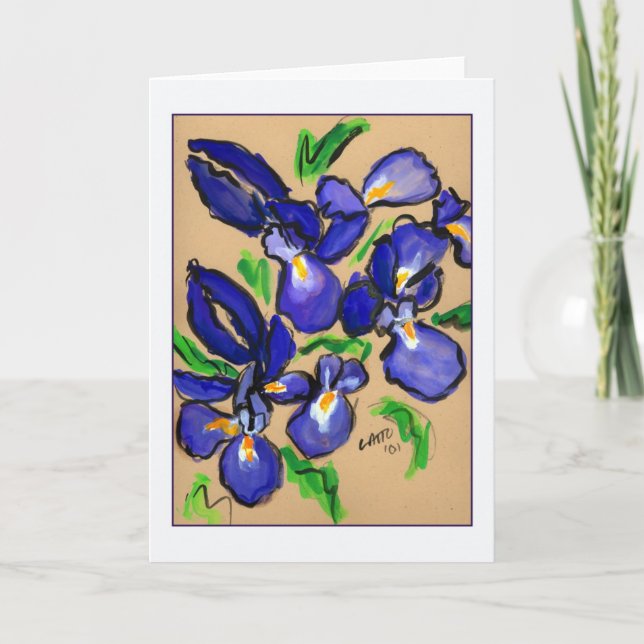Modern Dance Iris Painting Greeting Card (Front)