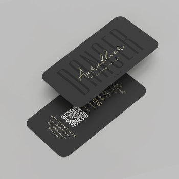Modern Dancer Dancing Choreographer Black Gold Business Card by GOODSY at Zazzle