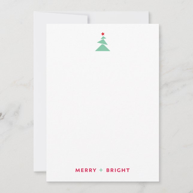 Modern Dancing Christmas Tree Green and Red Note Card (Front)