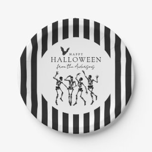 Modern Dancing Skeletons Happy Halloween Paper Plates