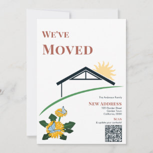Modern Dandelion Butterflies We've Moved QR Code  Note Card