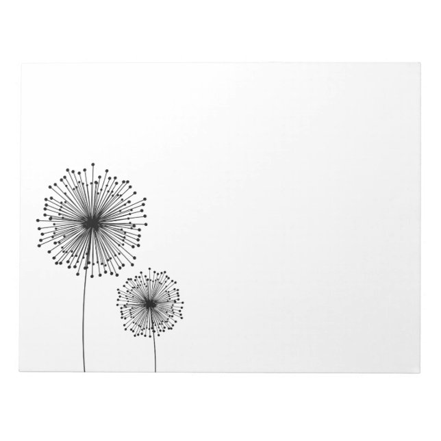 Modern Dandelion Flower CUSTOM COLOR Notepad (Front)