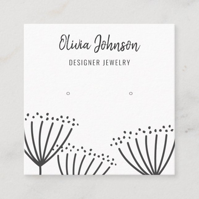 Modern Dandelions Jewelry Earring Display Square Business Card (Front)