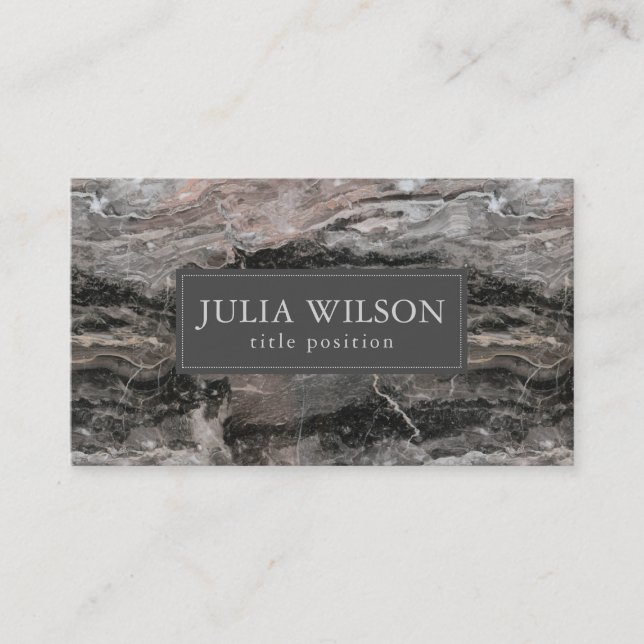 Modern Dark And Light Gray Marble Stone Business Card (Front)