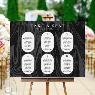 Modern dark black marble wedding Seating Chart Foam Board