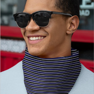 Modern Dark Blue and Black Stripes Bandana