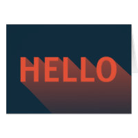 Modern Dark Blue and Orange Hello Typography Card
