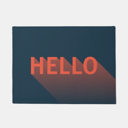 Modern Dark Blue and Orange Hello Typography Doormat