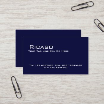 Modern Dark Blue And White Business Card by Ricaso_Intros at Zazzle