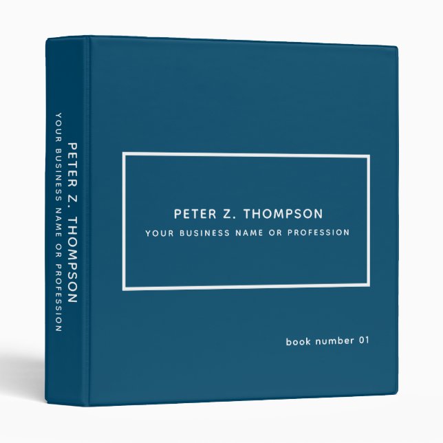 Modern Dark-Blue Binder with Name (Front/Spine)