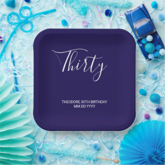 Modern Dark Blue Celebration Paper Plate