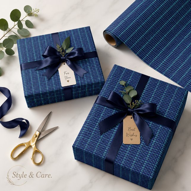 Modern Dark Blue Checkered Pattern Wrapping Paper (Modern Dark Blue Checkered Pattern Wrapping Paper)