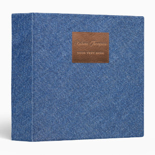 Modern Dark Blue Denim Jeans Texture Leather 3 Ring Binder
