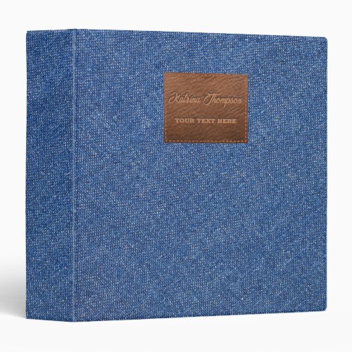 Modern Dark Blue Denim Jeans Texture Leather  3 Ring Binder