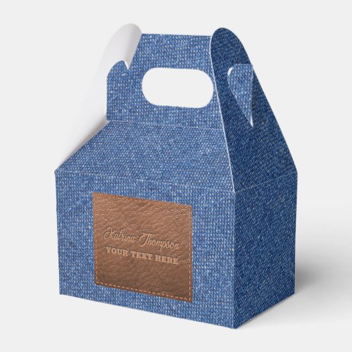 Modern Dark Blue Denim Jeans Texture Leather Patch Favor Boxes