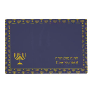 Modern Dark Blue   Enjoy Your Meal   MENORAH Placemat