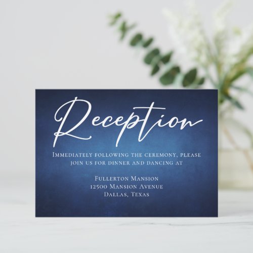 Modern Dark Blue Evening Wedding Reception Enclosure Card