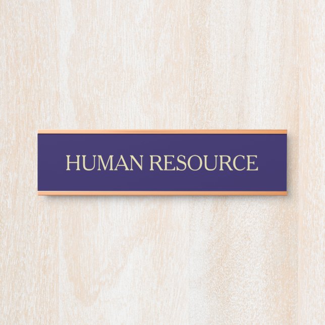 Modern dark blue Faux Gold Office Room Department Door Sign (Front)
