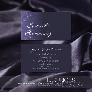 Modern Dark Blue Glitter Stars Professional Simple Business Card