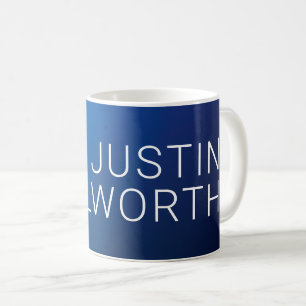 Modern Dark Blue Gradient & Minimal Editable Text Coffee Mug