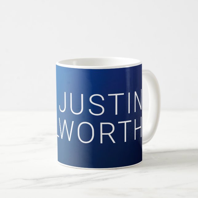 Modern Dark Blue Gradient & Minimal Editable Text Coffee Mug (Front Right)