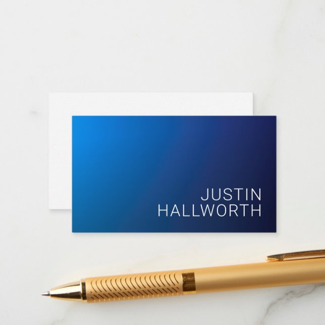 Modern Dark Blue Gradient & Minimal Editable Text Enclosure Card (Front/Back In Situ)