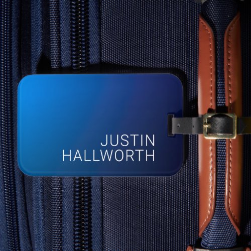 Modern Dark Blue Gradient  Minimal Editable Text Luggage Tag