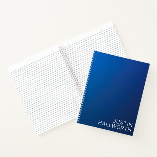 Modern Dark Blue Gradient  Minimal Editable Text Notebook