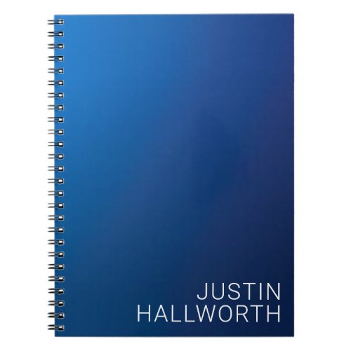 Modern Dark Blue Gradient  Minimal Editable Text Notebook