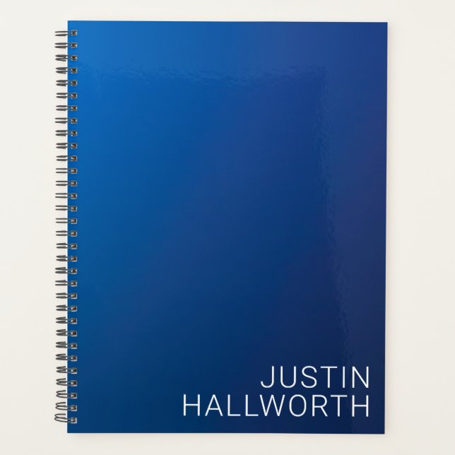 Modern Dark Blue Gradient & Minimal Editable Text Planner (Front)