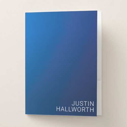 Modern Dark Blue Gradient  Minimal Editable Text Pocket Folder